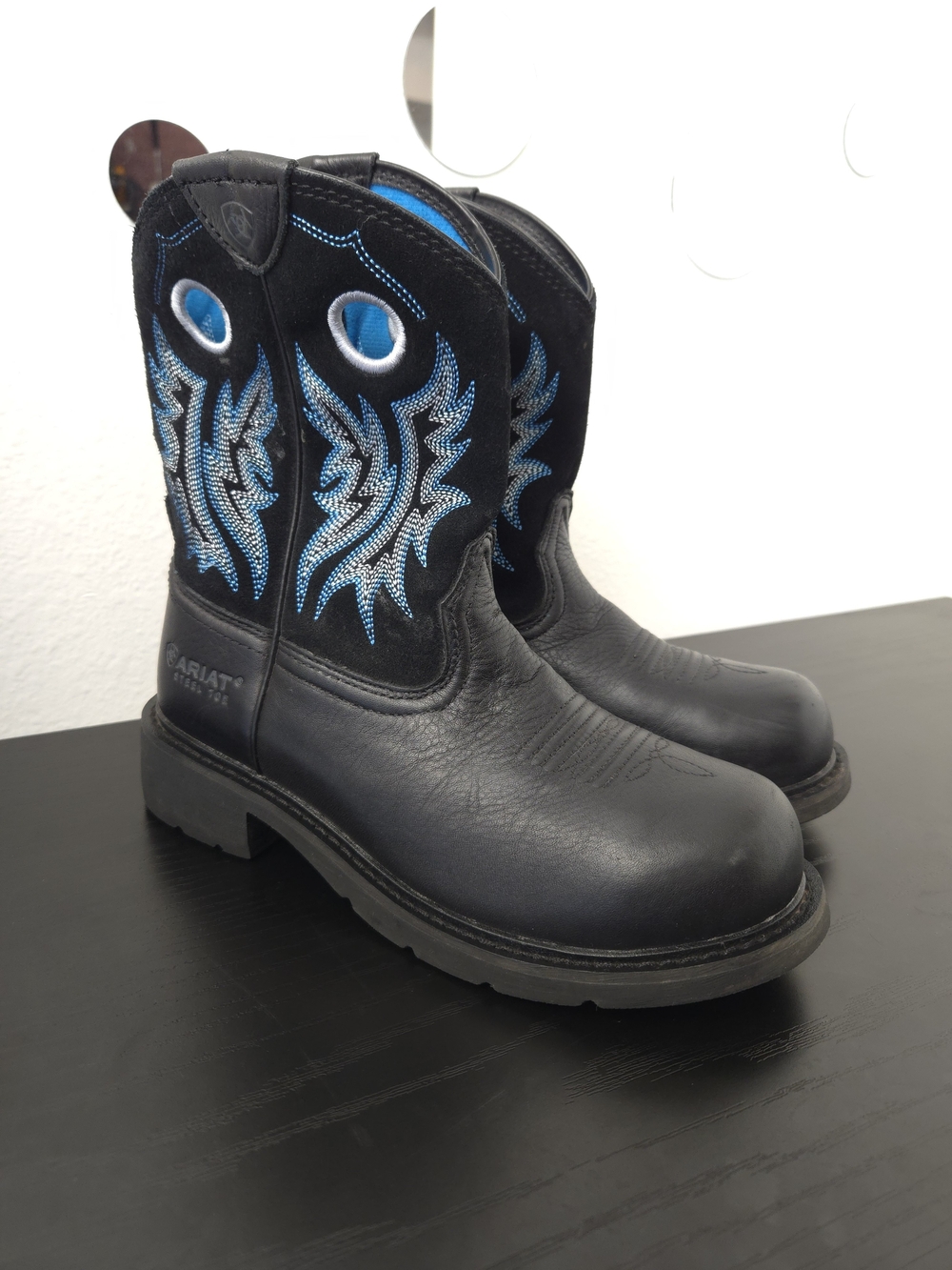 Ariat Fatbaby Womens Steel Toe Work Boots Black Blue Cowboy Western 10012812 8B